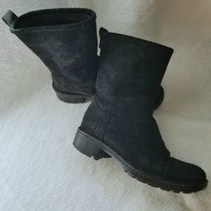 Black Borne Suede Mid Calf Boot